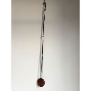 Yin Yang Pendant Necklace Brown Stone Adjustable Cord Minimalist Boho Jewelry